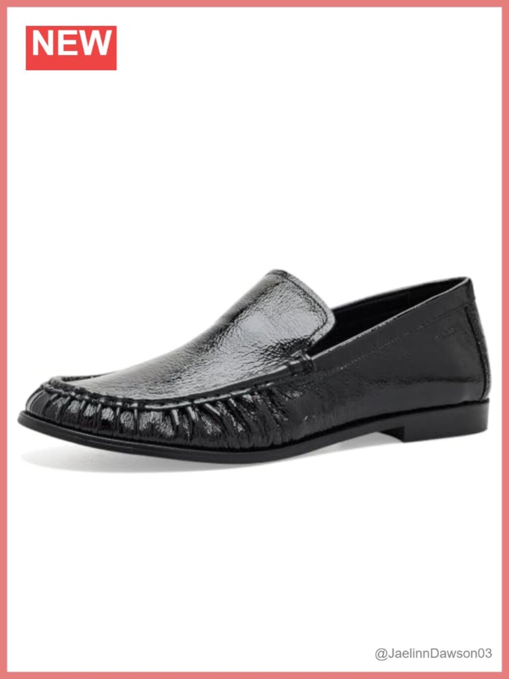 Polished Leather Slip-On Oxfords Block Heel Moc Toe Low-Top